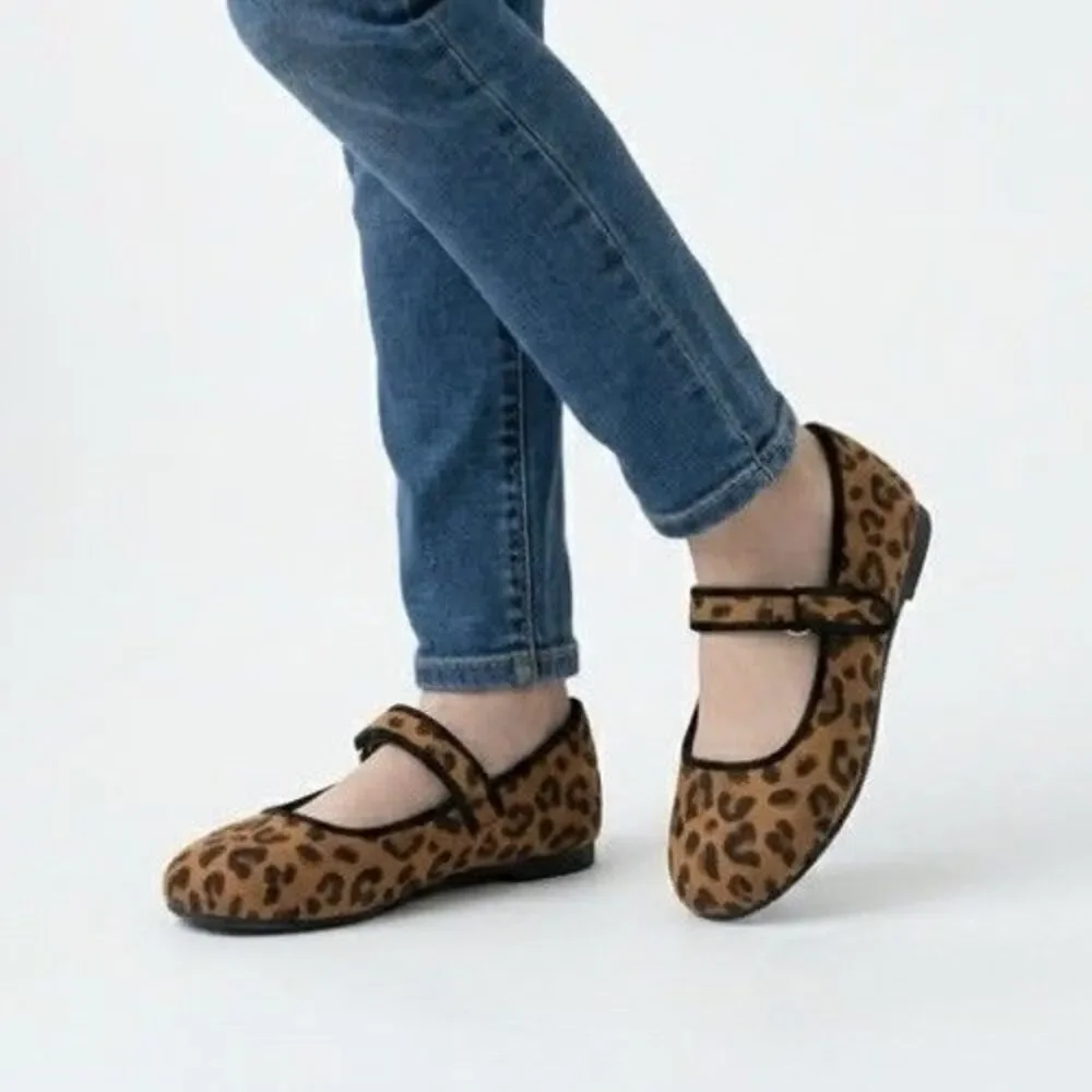 Cat & Jack Toddler Girl's Addy Leopard Print Ballet Flats Size 10 New